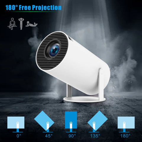 Smart Mini-Projektor - Tragbarer 180° drehbarer Projektor für Außenfilme und Streaming