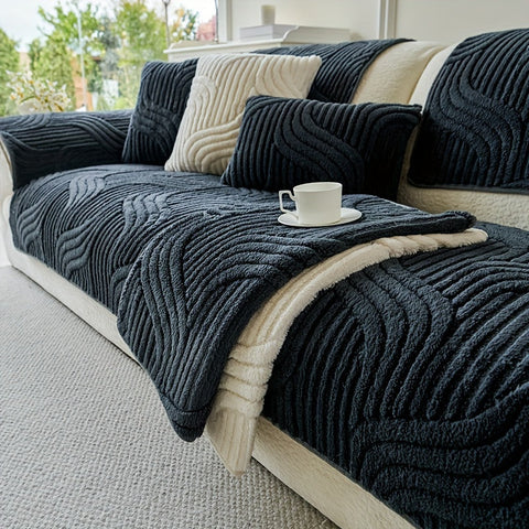 Luxe Plüsch Sofaüberzug – Rutschfest und Atmungsaktiv für ein Gemütliches und Modisches Wohnzimmer