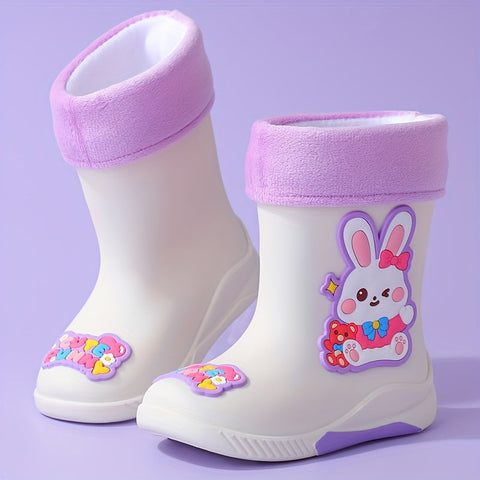 Kinder Gummistiefel mit Cartoon Weltraumreisender – Warm und Wasserdicht für den Winter