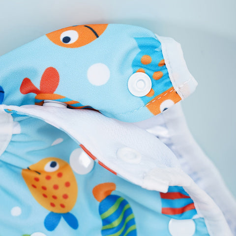 Verstellbare Waschbare Schwimmwindel für Babys – Auslaufsicher mit Fischdruck