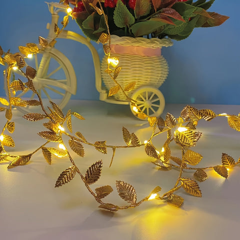 Goldene Blätter Lichterkette - Elegante Beleuchtung für Tischdekoration und Feiern