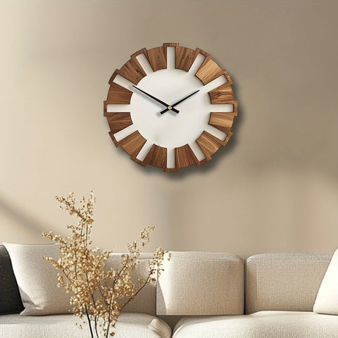 Rustikale Holz-Wanduhr mit stillem Uhrwerk – Zeitloses Design für Wohnzimmer, Büro und Schlafzimmer