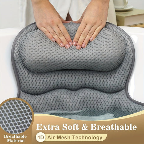LuxieSpa 4D Luxe Badekissen - Atmungsaktives Kissen mit Nacken- und Rückenstütze für ein Entspannendes Bad