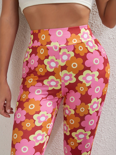 Fröhliche Blumen Flared Hose – Stilvoll und Atmungsaktiv für Frühling und Sommer