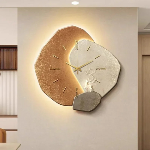 LunaWood Akzent Wanduhren – Natürliche Eleganz mit sanftem LED‑Schein