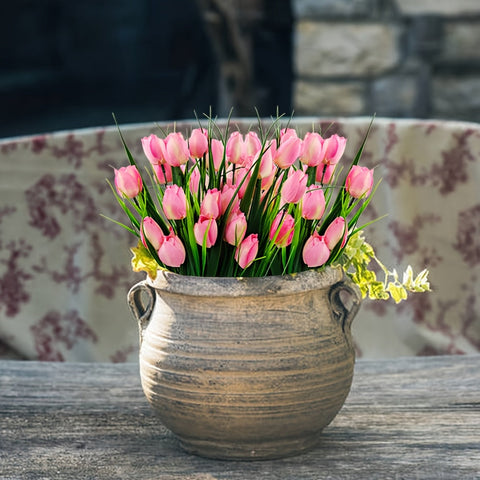 Set aus 6 Bundles Kunst-Tulpen – UV-beständig und realistisch für Garten- und Innendekoration