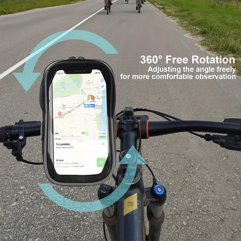 Wasserdichte Fahrrad- und Motorrad-Handyhalterung – Lenker-Tasche mit 360° Drehoption