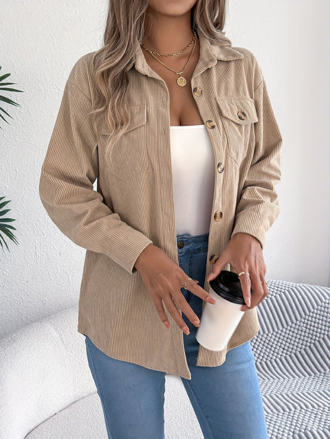 Lässige Cord-Jacke für Damen – Lange Ärmel und Klassischer Kragen, Perfekt für den Herbst und Winter
