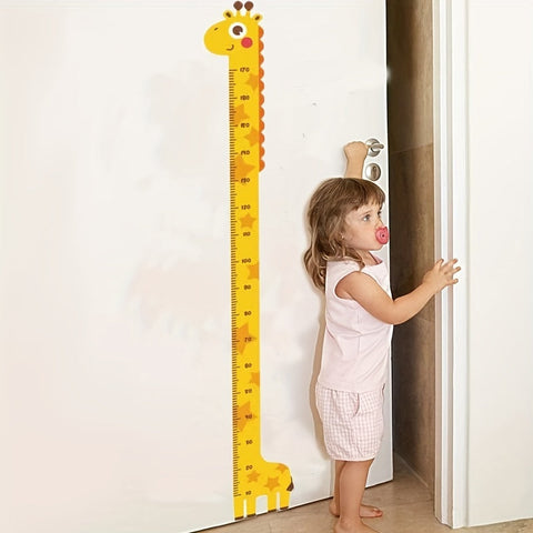Süße Giraffe Wachstumsmaßstab für Kinder - Einfach Aufzukleben und Mit Bunter Schwanz