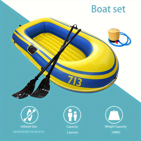 Aufblasbares Fischerboot Set – Leichtes PVC Boot für 2 Personen mit Paddeln
