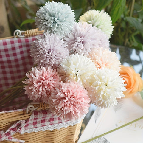 Set aus 5 Kunst-Chrysanthemen – Realistische Blumenarrangements für Hochzeiten und Wohnkultur