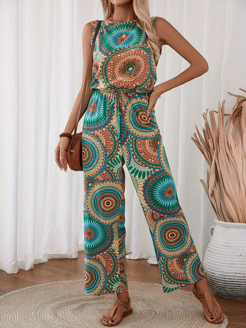 Lässiger Mandala-Druck Jumpsuit für Damen – Ärmellos und Atmungsaktiv für Sommertage