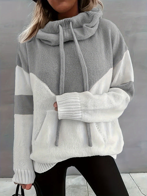 Ava Color Block Hoodie Pullover - Stilvoll und Bequem für Damen