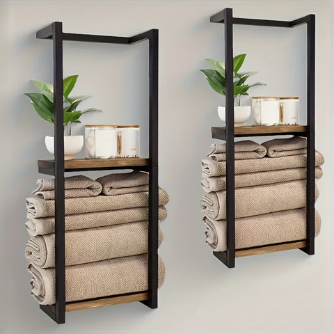 Industrielles Handtuchregal mit Regalen – Elegantes und Funktionales Wandmöbel