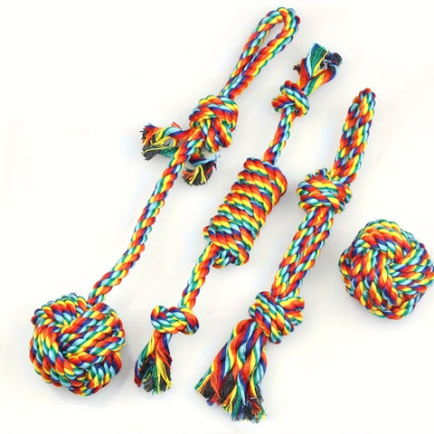 4-teiliges Hundespielzeugset – Ideal zum Kauen, Beißen und Spielen