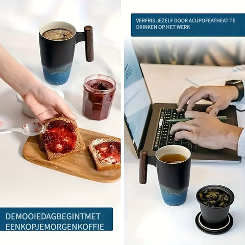Handgemachte Keramische Teetasse mit Sieb – Authentisches Design und Praktische Anwendung