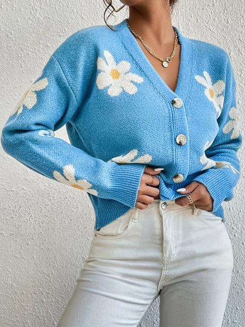 Fröhlicher Blumen Cardigan – Bequem und Stilvoll für den Frühling und Herbst