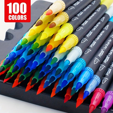 100 Farben Dual-Tip Stifte Set – Vielseitige Fineliner und Pinselspitzen für kreative Projekte