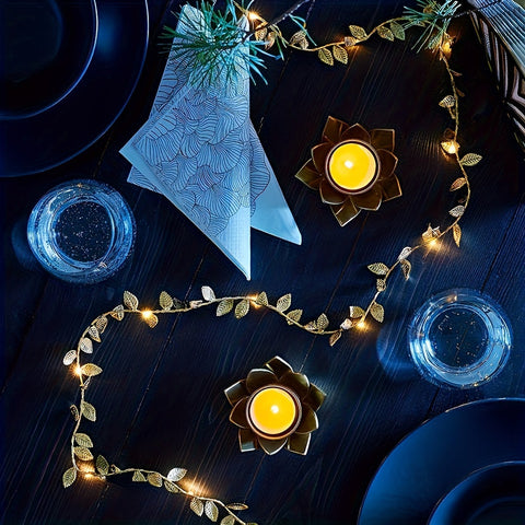 Goldene Blätter Lichterkette - Elegante Beleuchtung für Tischdekoration und Feiern