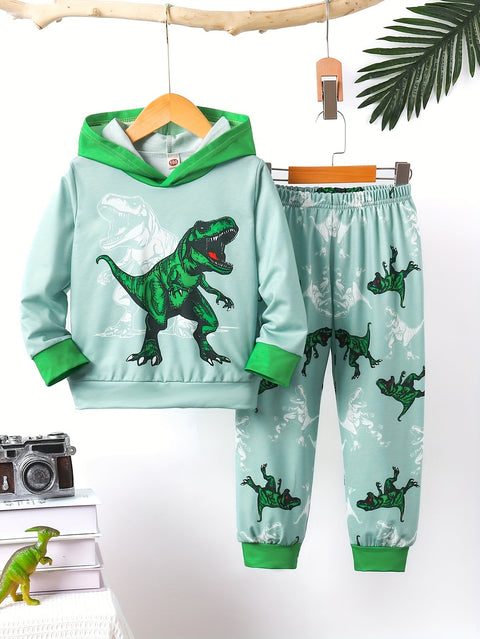 Dino Print Hoodie und Hose Set – Komfortabel und Stylisch für Jungen