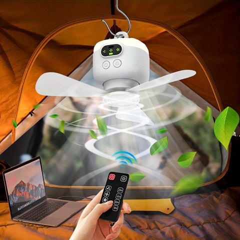 Tragbarer Campingventilator mit Beleuchtung – Wiederaufladbar und mit Fernbedienung für draußen