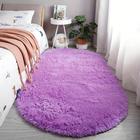 Plüsch Ovaler Teppich – Weicher und Stilvoller Teppich für Schlafzimmer und Wohnzimmer Dekoration