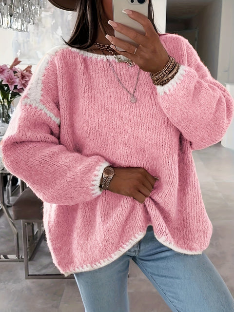 Off-Shoulder Farbblock Pullover - Lässig und Bequem für Herbst und Winter