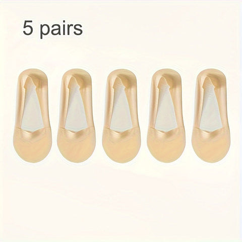 5 Paar Ice Silk Socken – Atmungsaktive und Rutschfeste Unsichtbare Socken für Damen