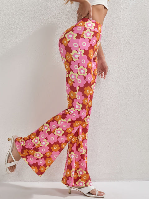 Fröhliche Blumen Flared Hose – Stilvoll und Atmungsaktiv für Frühling und Sommer