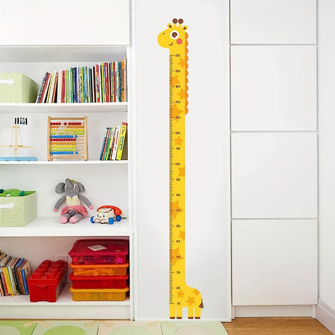 Süße Giraffe Wachstumsmaßstab für Kinder - Einfach Aufzukleben und Mit Bunter Schwanz