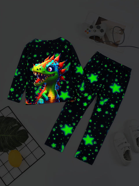 DinoGlow Pyjama Set - Strahlende Nächte für abenteuerlustige Kinder