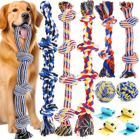 4-teiliges Hundespielzeugset – Ideal zum Kauen, Beißen und Spielen