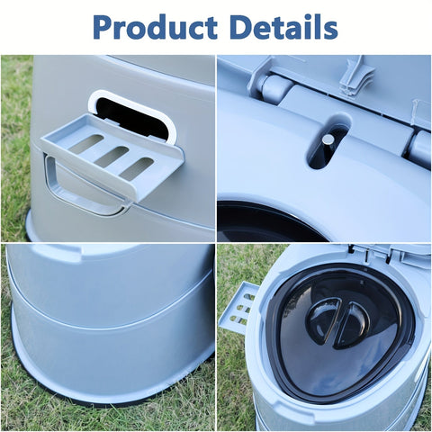 Portables Graues PVC-Toilette - Komfortabel und Praktisch für Camping und Notfälle