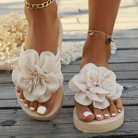Luxe Damen Slipper mit Blumendetail - Perfekt für Sommer und Strand
