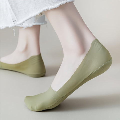 5 Paar Ice Silk Socken – Atmungsaktive und Rutschfeste Unsichtbare Socken für Damen