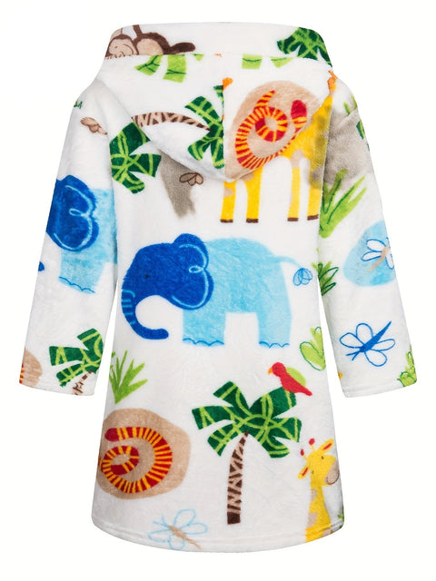 Flanell Kinderbademantel mit Tierdruck – Superweich und Bequem für Jungen und Mädchen