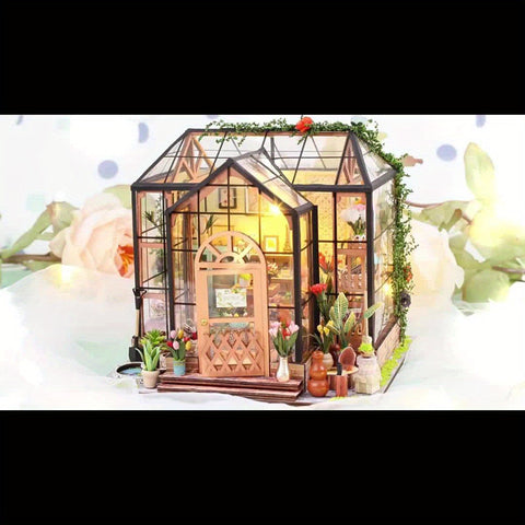 Miniatur Gewächshaus Bücher Ecke – DIY 3D Modell mit LED Beleuchtung