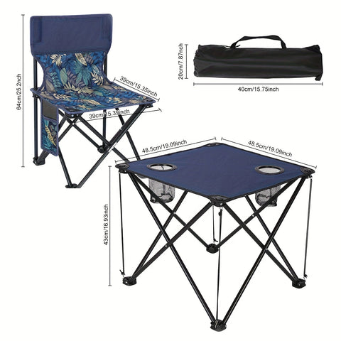 Zusammenklappbares Gartenmöbelset mit Tisch und Stühlen – Tragbar für Camping und BBQ