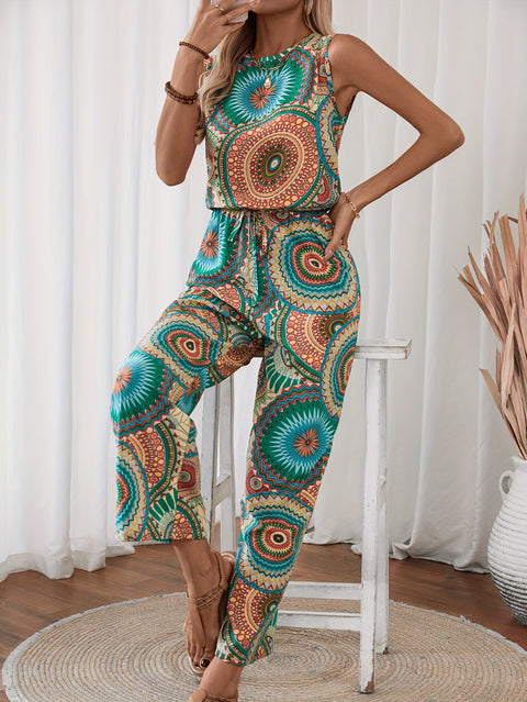 Lässiger Mandala-Druck Jumpsuit für Damen – Ärmellos und Atmungsaktiv für Sommertage