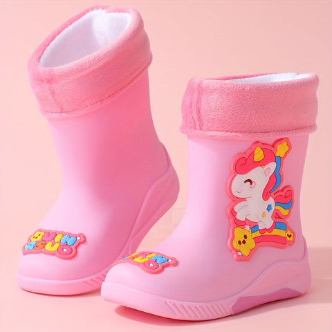 Kinder Gummistiefel mit Cartoon Weltraumreisender – Warm und Wasserdicht für den Winter