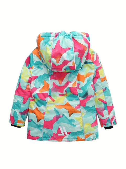 Mädchen Camouflage Ski Jacke – Buntes Wasserdichtes Jacke für Winterabenteuer