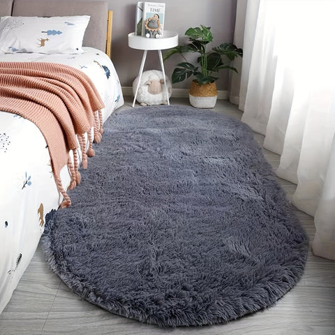 Plüsch Ovaler Teppich – Weicher und Stilvoller Teppich für Schlafzimmer und Wohnzimmer Dekoration