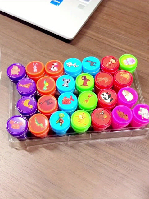 Bunte Tierstempelset – 26 Verschiedene Stempel für Kreatives Basteln und Bildung