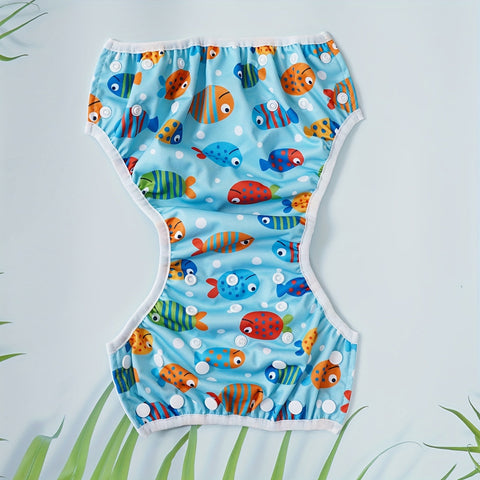 Verstellbare Waschbare Schwimmwindel für Babys – Auslaufsicher mit Fischdruck