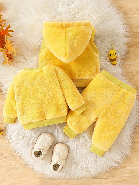 3-teiliges Baby Mädchen Flanell Set – Ideal für kalte Herbst- und Wintertage