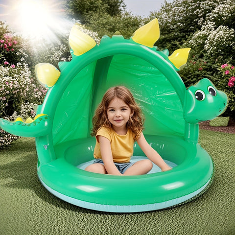 Aufblasbares Dinosaurier Schwimmbad für Babys – Mit Sonnenschutz & Verspielt Design