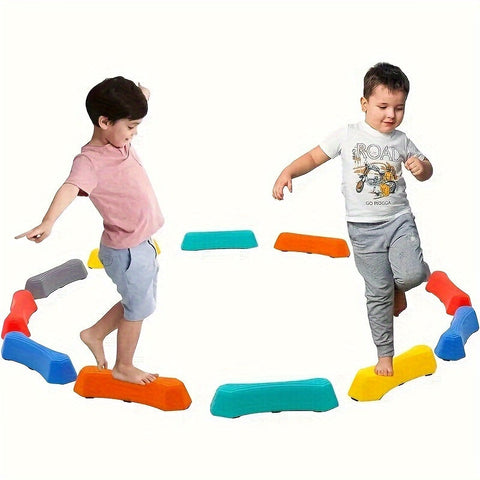 Bildungs-Balanceblöcke Set für Kinder – Bunte Trittsteine für drinnen und draußen