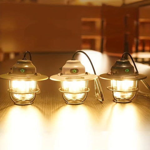 Vintage LED Campinglampe - Wiederaufladbar und Nachhaltig für Outdoor-Abenteuer