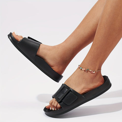 Bequeme Damen Slipper mit Schnalle – Leicht & Verstellbar für Innen und Außen