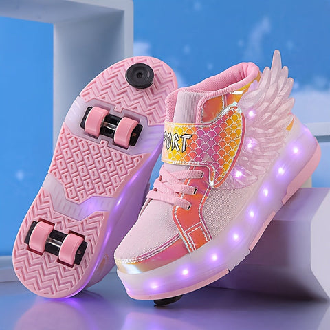 Leuchtende Rollschuh-Sneaker mit Flügeln – USB Aufladbar für Mädchen und Teenager